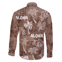 Aloha Vintage Quilt Family Matching Mermaid Dress and Hawaiian Shirt Hawaiian Seamless - Brown LT7 - Polynesian Pride