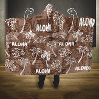 Aloha Vintage Quilt Hooded Blanket Hawaiian Seamless - Brown LT7 One Size Brown - Polynesian Pride
