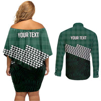 Rainbow Warriors Hawaii Personalized Palaka Couples Matching Off Shoulder Short Dress and Long Sleeve Button Shirt LT7 - Polynesian Pride