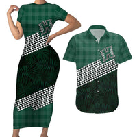 Rainbow Warriors Hawaii Personalized Palaka Couples Matching Short Sleeve Bodycon Dress and Hawaiian Shirt LT7 Green - Polynesian Pride
