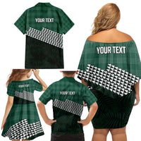 Rainbow Warriors Hawaii Personalized Palaka Family Matching Off Shoulder Short Dress and Hawaiian Shirt LT7 - Polynesian Pride
