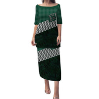 Rainbow Warriors Hawaii Personalized Palaka Family Matching Puletasi and Hawaiian Shirt LT7 Mom's Dress Green - Polynesian Pride