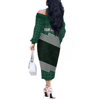 Rainbow Warriors Hawaii Personalized Palaka Off The Shoulder Long Sleeve Dress - Polynesian Pride