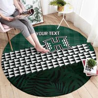 Rainbow Warriors Hawaii Personalized Palaka Round Carpet - Polynesian Pride