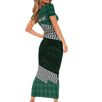 Rainbow Warriors Hawaii Personalized Palaka Short Sleeve Bodycon Dress - Polynesian Pride