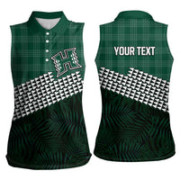 Rainbow Warriors Hawaii Personalized Palaka Women Sleeveless Polo Shirt LT7 - Polynesian Pride