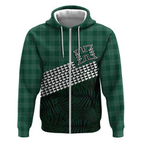 Rainbow Warriors Hawaii Personalized Palaka Zip Hoodie LT7 Zip Hoodie Green - Polynesian Pride