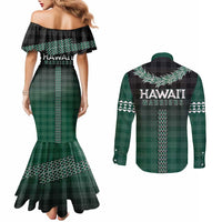 Rainbow Warriors Hawaii Palaka Couples Matching Mermaid Dress and Long Sleeve Button Shirt Maile Lei LT7 - Polynesian Pride