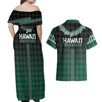 Rainbow Warriors Hawaii Palaka Couples Matching Off Shoulder Maxi Dress and Hawaiian Shirt Maile Lei LT7 - Polynesian Pride