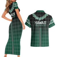 Rainbow Warriors Hawaii Palaka Couples Matching Short Sleeve Bodycon Dress and Hawaiian Shirt Maile Lei LT7 - Polynesian Pride