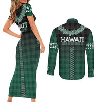 Rainbow Warriors Hawaii Palaka Couples Matching Short Sleeve Bodycon Dress and Long Sleeve Button Shirt Maile Lei LT7 - Polynesian Pride