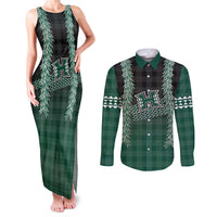 Rainbow Warriors Hawaii Palaka Couples Matching Tank Maxi Dress and Long Sleeve Button Shirt Maile Lei - Polynesian Pride