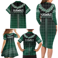 Rainbow Warriors Hawaii Palaka Family Matching Long Sleeve Bodycon Dress and Hawaiian Shirt Maile Lei LT7 - Polynesian Pride