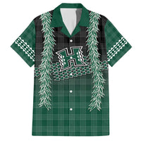 Rainbow Warriors Hawaii Palaka Family Matching Off Shoulder Short Dress and Hawaiian Shirt Maile Lei LT7 Dad's Shirt - Short Sleeve Dark Green - Polynesian Pride