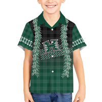 Rainbow Warriors Hawaii Palaka Family Matching Short Sleeve Bodycon Dress and Hawaiian Shirt Maile Lei - Polynesian Pride