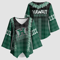 Rainbow Warriors Hawaii Palaka Kimono Sleeve Blouse Maile Lei LT7 - Polynesian Pride