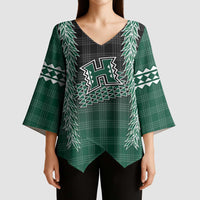 Rainbow Warriors Hawaii Palaka Kimono Sleeve Blouse Maile Lei LT7 - Polynesian Pride