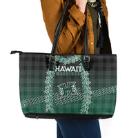 Rainbow Warriors Hawaii Palaka Leather Tote Bag Maile Lei - Polynesian Pride