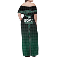 Rainbow Warriors Hawaii Palaka Off Shoulder Maxi Dress Maile Lei - Polynesian Pride