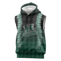 Rainbow Warriors Hawaii Palaka Sleeveless Hoodie Maile Lei LT7 Dark Green - Polynesian Pride