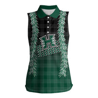 Rainbow Warriors Hawaii Palaka Women Sleeveless Polo Shirt Maile Lei LT7 Female Dark Green - Polynesian Pride