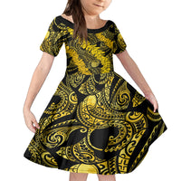 Hawaii Oahu Ilima Lei Kid Short Sleeve Dress LT7 KID Yellow - Polynesian Pride