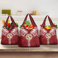 Tonga Independence Day Grocery Bag Tongatapu Lion Ngatu Motifs LT7 3-pack One Size Red - Polynesian Pride