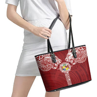 Tonga Independence Day Leather Tote Bag Tongatapu Lion Ngatu Motifs LT7 - Polynesian Pride