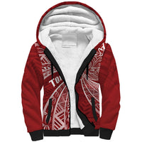 Tonga Independence Day Sherpa Hoodie Tongatapu Lion Ngatu Motifs LT7 Unisex Red - Polynesian Pride