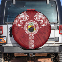 Tonga Independence Day Spare Tire Cover Tongatapu Lion Ngatu Motifs LT7 Red - Polynesian Pride