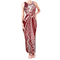 Tonga Independence Day Tank Maxi Dress Tongatapu Lion Ngatu Motifs LT7 Women Red - Polynesian Pride