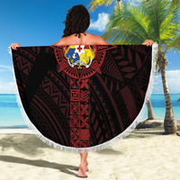 Tonga Independence Day Beach Blanket Tongatapu Lion Ngatu Motifs Black Ver. LT7 - Polynesian Pride