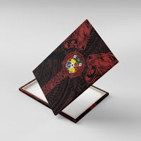 Tonga Independence Day Canvas Wall Art Tongatapu Lion Ngatu Motifs Black Ver. LT7 With Frame Black - Polynesian Pride