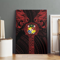 Tonga Independence Day Canvas Wall Art Tongatapu Lion Ngatu Motifs Black Ver. LT7 - Polynesian Pride