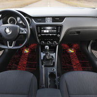 Tonga Independence Day Car Mats Tongatapu Lion Ngatu Motifs Black Ver. LT7 Set 2pcs - Front Black - Polynesian Pride