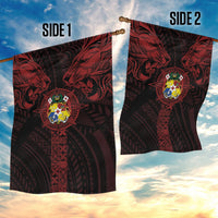 Tonga Independence Day Garden Flag Tongatapu Lion Ngatu Motifs Black Ver. LT7 - Polynesian Pride