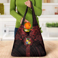 Tonga Independence Day Grocery Bag Tongatapu Lion Ngatu Motifs Black Ver. LT7 - Polynesian Pride
