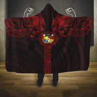 Tonga Independence Day Hooded Blanket Tongatapu Lion Ngatu Motifs Black Ver. LT7 One Size Black - Polynesian Pride