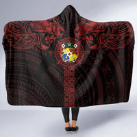 Tonga Independence Day Hooded Blanket Tongatapu Lion Ngatu Motifs Black Ver. LT7 - Polynesian Pride