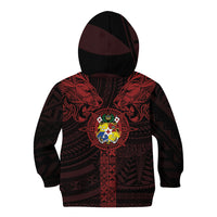 Tonga Independence Day Kid Hoodie Tongatapu Lion Ngatu Motifs Black Ver.