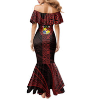 Tonga Independence Day Mermaid Dress Tongatapu Lion Ngatu Motifs Black Ver. LT7 - Polynesian Pride