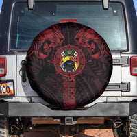 Tonga Independence Day Spare Tire Cover Tongatapu Lion Ngatu Motifs Black Ver. LT7 Black - Polynesian Pride