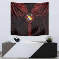 Tonga Independence Day Tapestry Tongatapu Lion Ngatu Motifs Black Ver. LT7 - Polynesian Pride