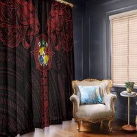 Tonga Independence Day Window Curtain Tongatapu Lion Ngatu Motifs Black Ver. LT7 - Polynesian Pride
