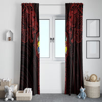 Tonga Independence Day Window Curtain Tongatapu Lion Ngatu Motifs Black Ver. LT7 - Polynesian Pride