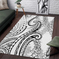 Polynesia Plumeria Lei Area Rug White Curves Motif