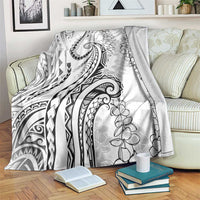 Polynesia Plumeria Lei Blanket White Curves Motif