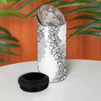 Polynesia Plumeria Lei 4 in 1 Can Cooler Tumbler White Curves Motif LT7 - Polynesian Pride