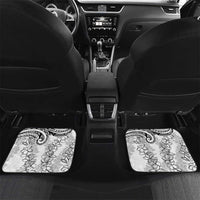 Polynesia Plumeria Lei Car Mats White Curves Motif LT7 Set 2pcs - Back White - Polynesian Pride