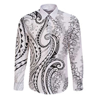 Polynesia Plumeria Lei Family Matching Short Sleeve Bodycon Dress and Hawaiian Shirt White Curves Motif
